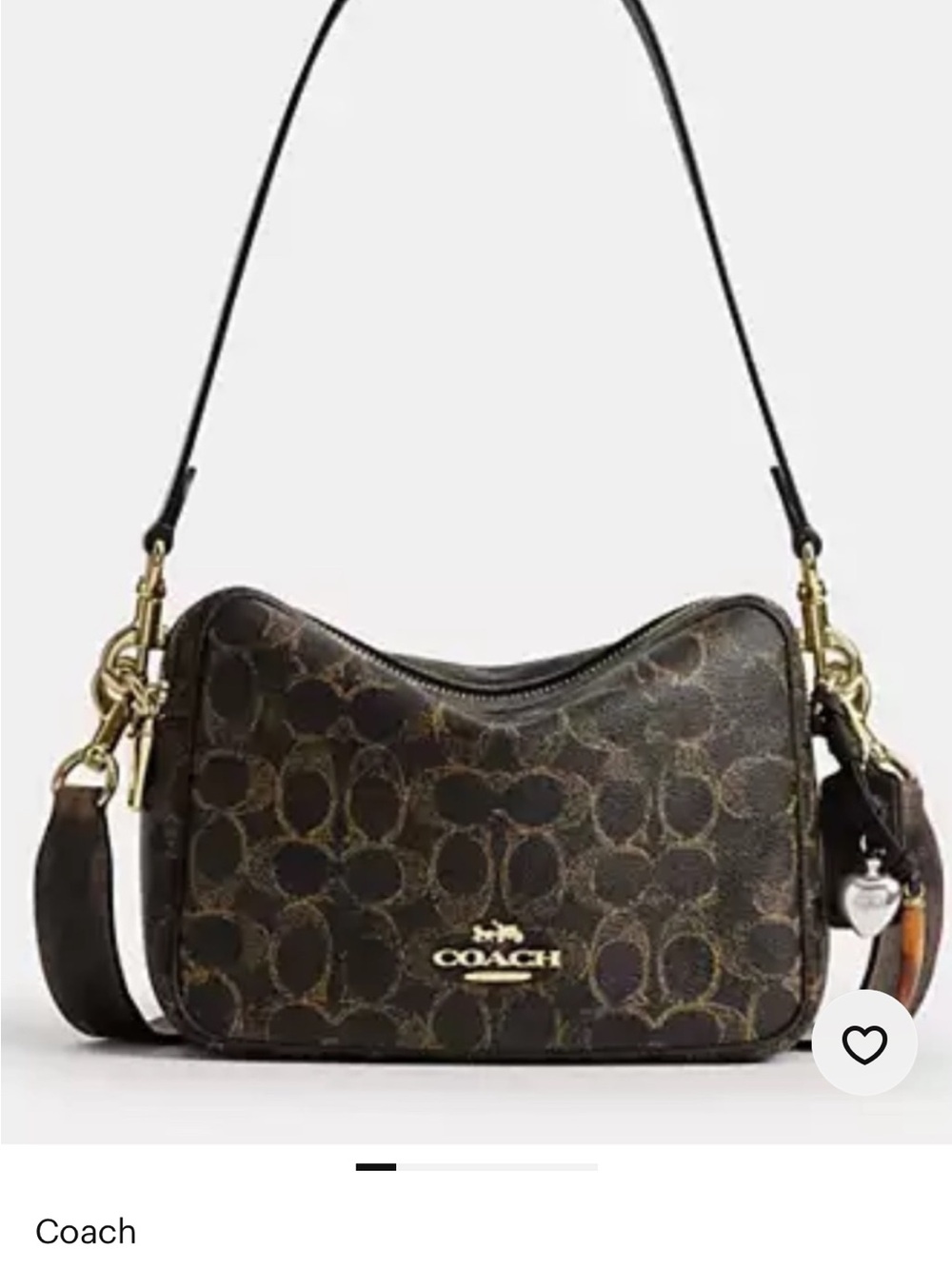 Coach Brown Signature Canvas Shoulder Bag with Gold Hardware
